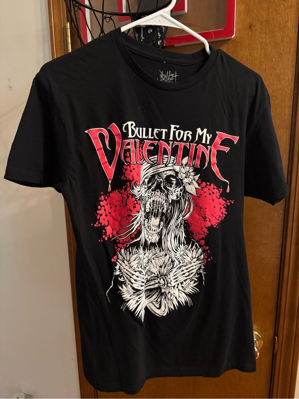 Source Unknown Black Bullet For My Valentine Graphic Tee with Red & White Print